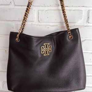 Black Tory Burch Chain Tote Purse